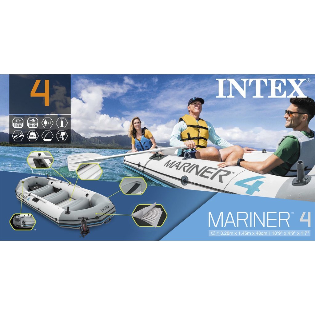 Lam Smash bespotten Intex 68376NP Mariner 4 4-Persoons Opblaasboot Set - Geen categorie -  Buitenspelen-shop.nl